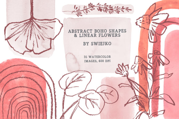 Download Boho Clipart Set, Abstract Watercolor - Boho clipart set Collection