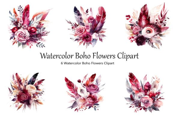 Download Watercolor Boho Flowers Clipart - Premium Resources