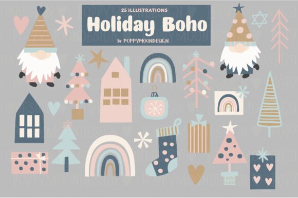 Download Holiday Boho Clipart Set - Boho clipart set Collection