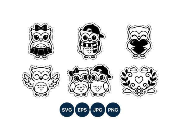Download Cute Black and White Owl Couple Vector - Premium Resources