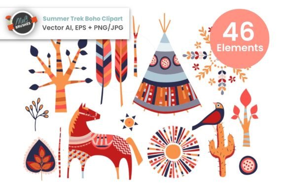 Download Summer Trek Boho Vectors - Premium Resources
