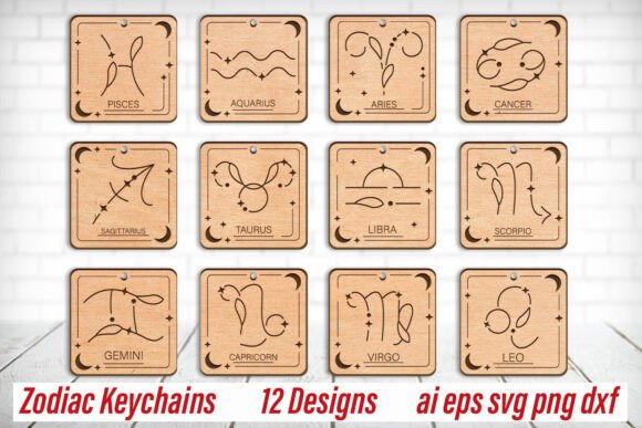 Download Zodiac Keychain Svg Laser Engraving Set - Laser engraving Collection